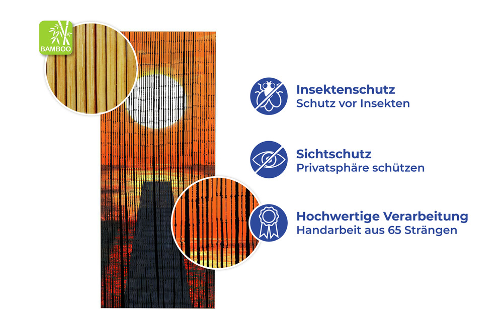 SONNENUNTERGANG Vorhang für Balkontür, Bambus