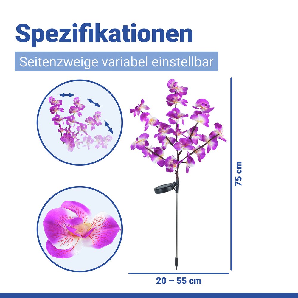 ORCHIDEE Gartenstecker solarbetrieben, 2er-Set
