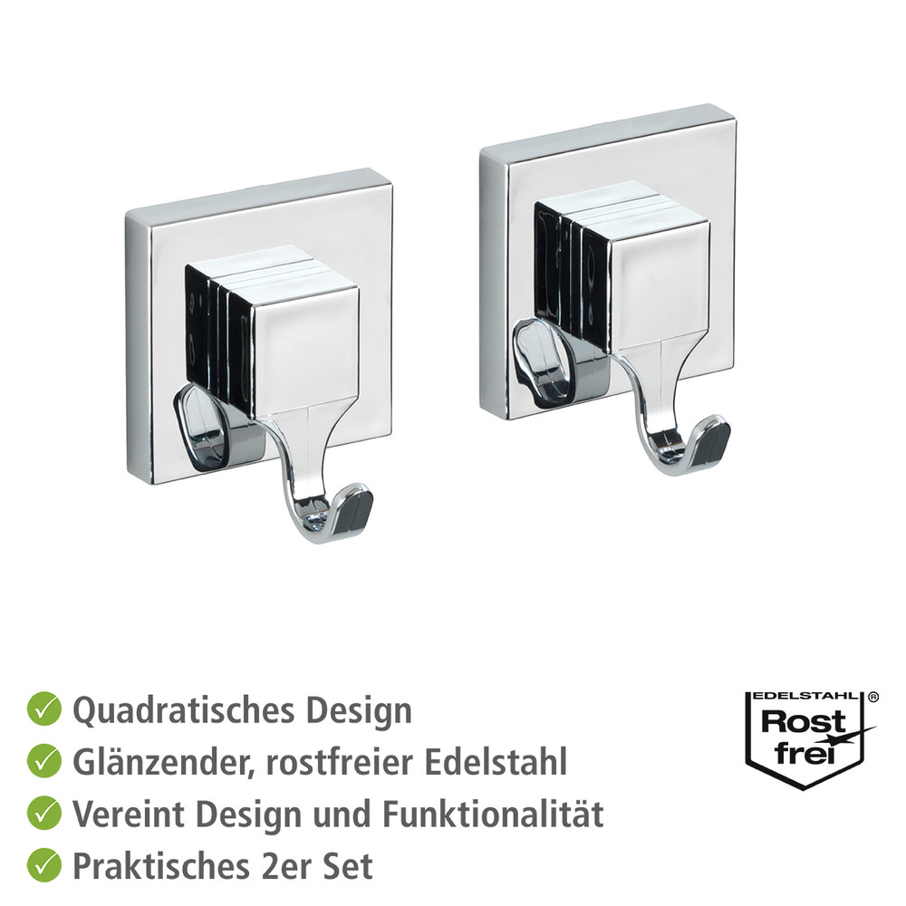 QUADRO eckig Vacuum-Loc® Wandhaken, 2er-Set