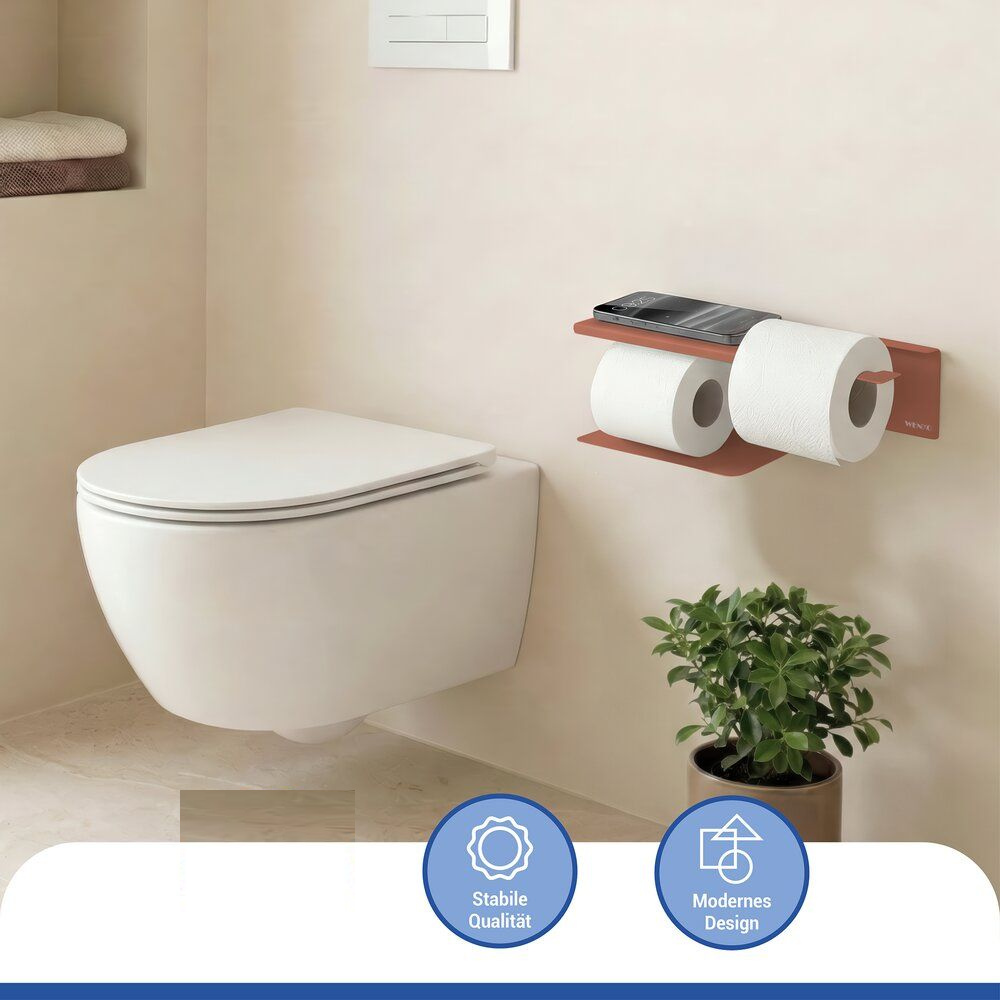 LIZAN braun Turbo-Loc® Toilettenpapierhalter mit Ablage
