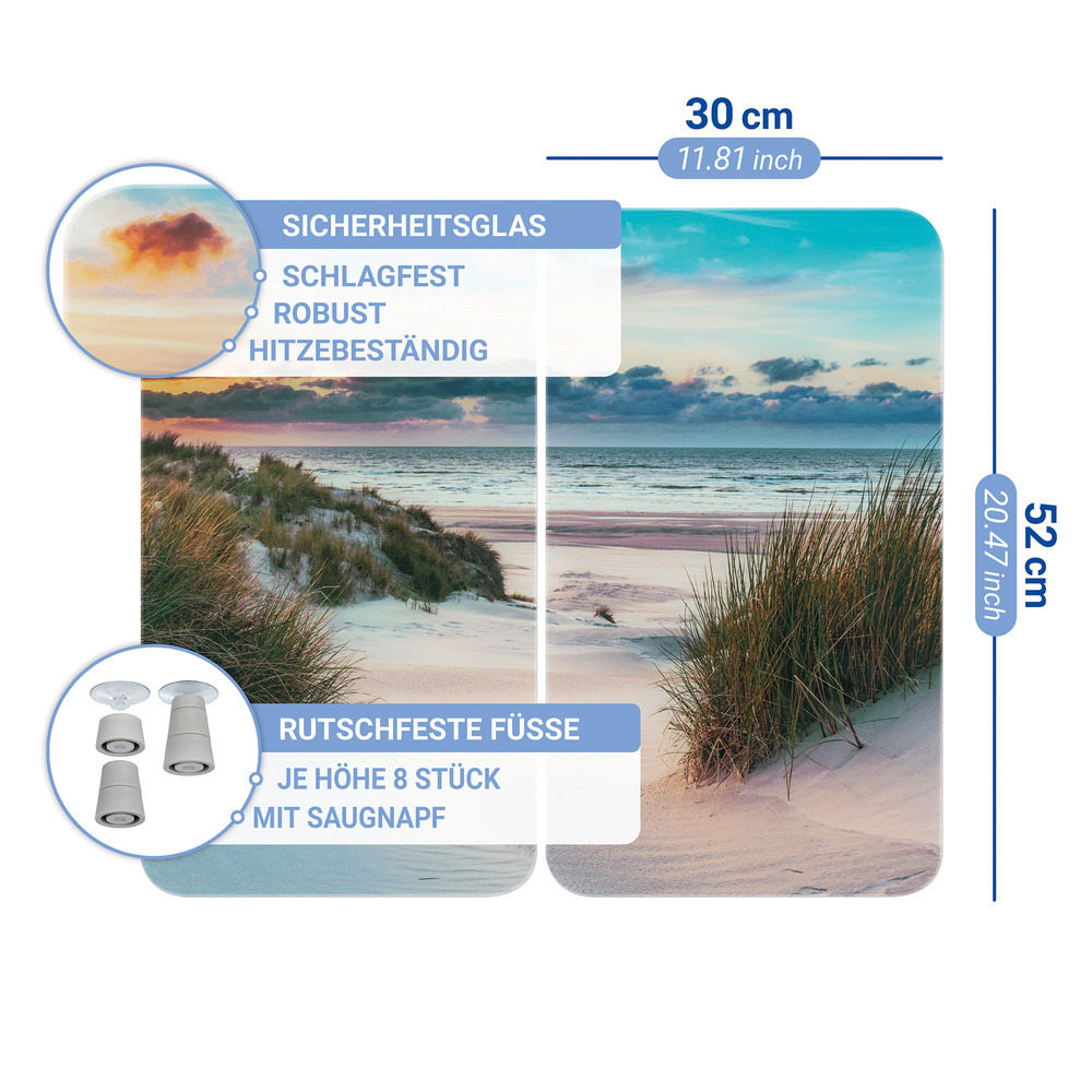 DÜNE 2er-Set Herdabdeckplatten aus Glas