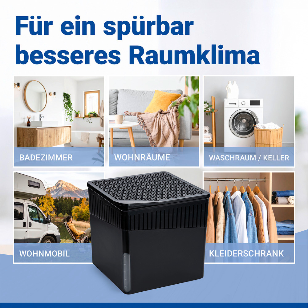 CUBE schwarz Entfeuchter 500g inkl. Granulat, 2er-Set