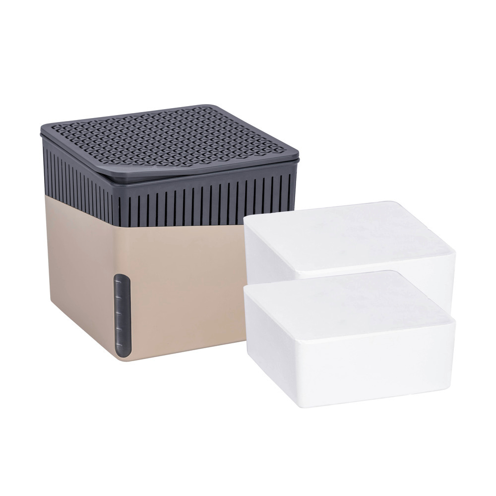 CUBE beige Entfeuchter + 2x1000g Nachfüller