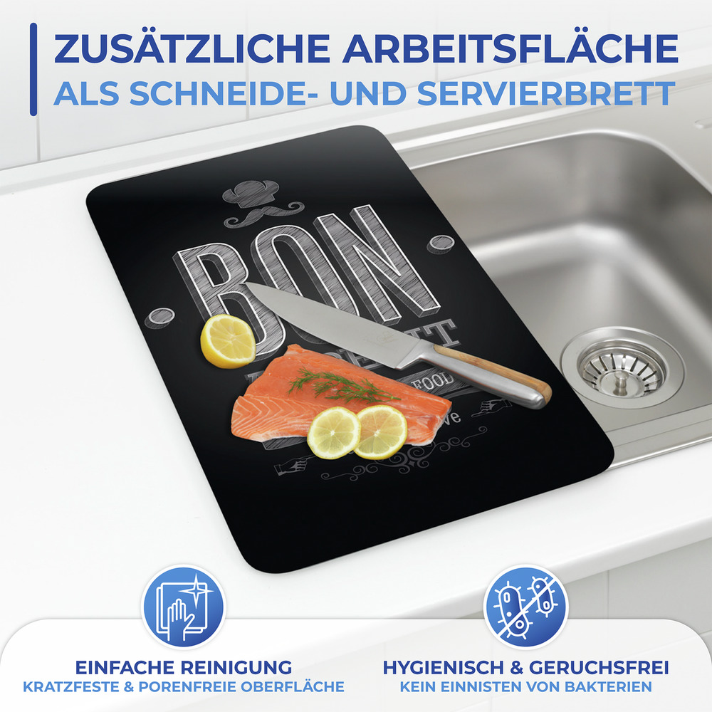 Glasabdeckplatten Universal Mod. Bon Appetit, 2er Set Glasabdeckplatten Universal Mod. Bon Appetit, 2er Set