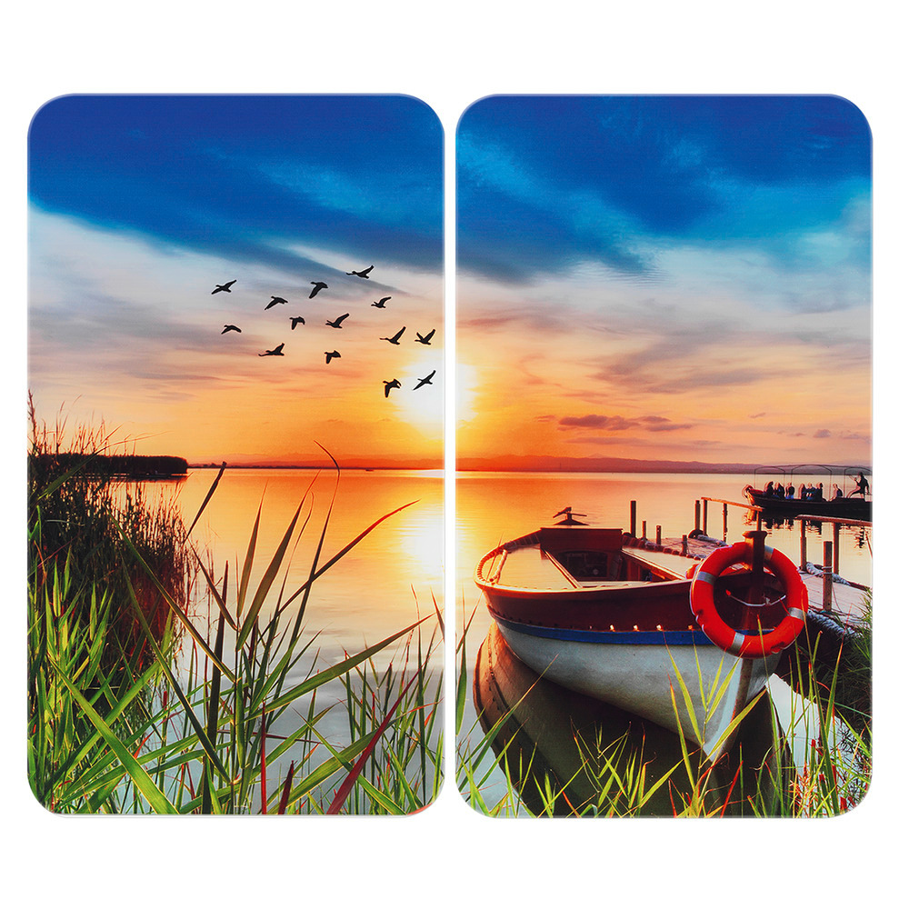 Herdabdeckplatte Universal Mod. Idylle am See, 2er Set