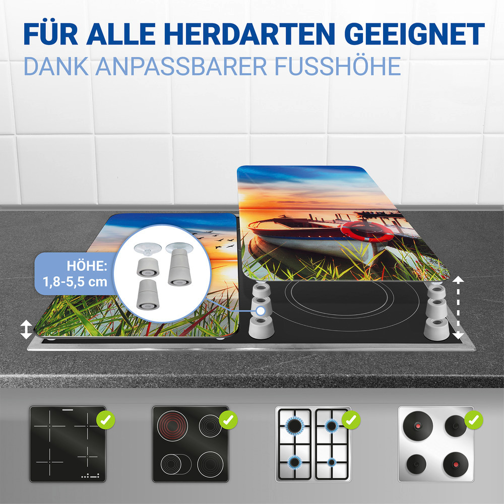 IDYLLE AM SEE 2er-Set Herdabdeckplatten aus Glas