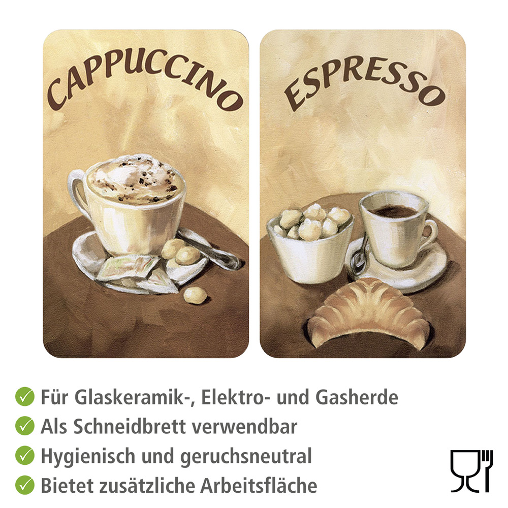 KAFFEE 2er-Set Herdabdeckplatten aus Glas