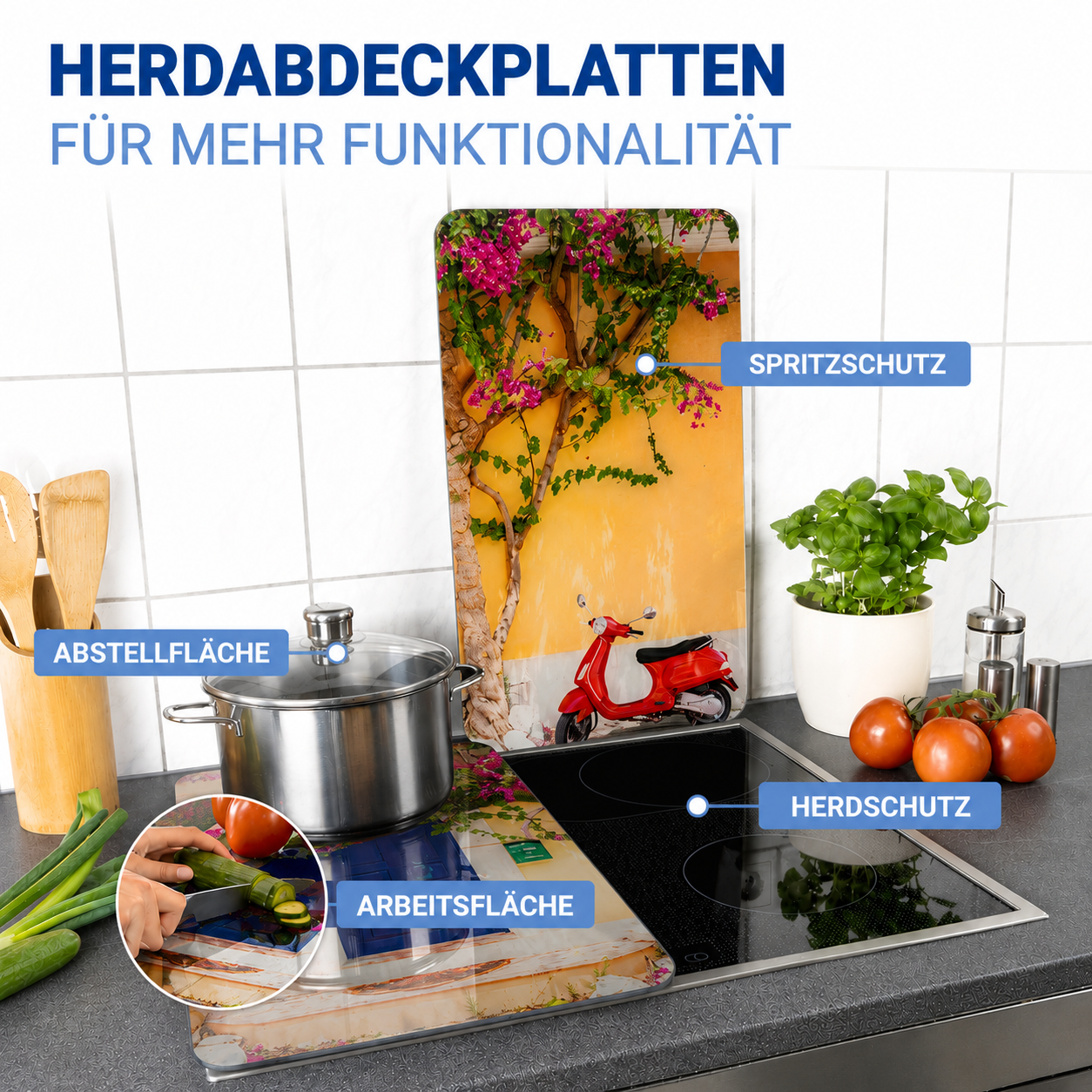 DOLCE VITA 2er-Set Herdabdeckplatten aus Glas