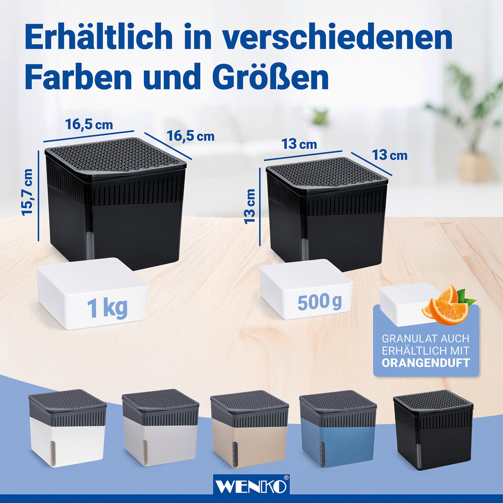 CUBE schwarz Entfeuchter 500g inkl. Granulat, 2er-Set