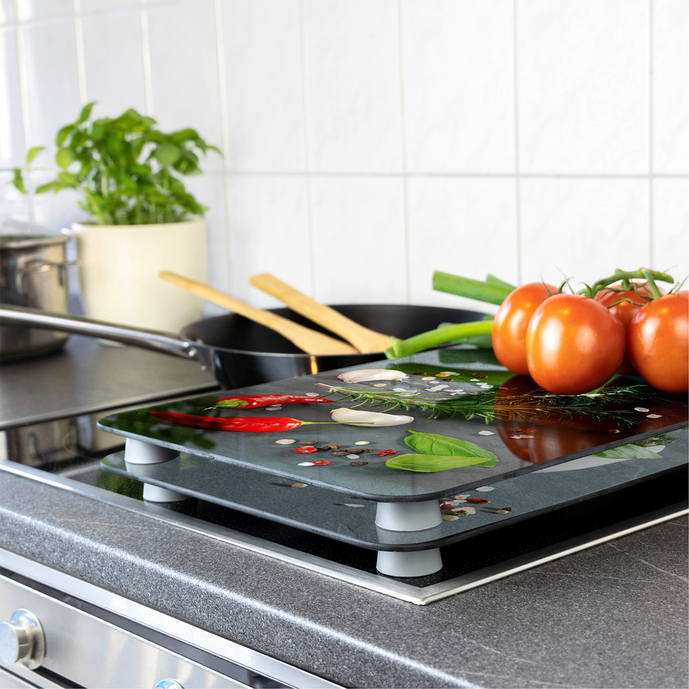 KRÄUTERKÜCHE 2er-Set Herdabdeckplatten aus Glas
