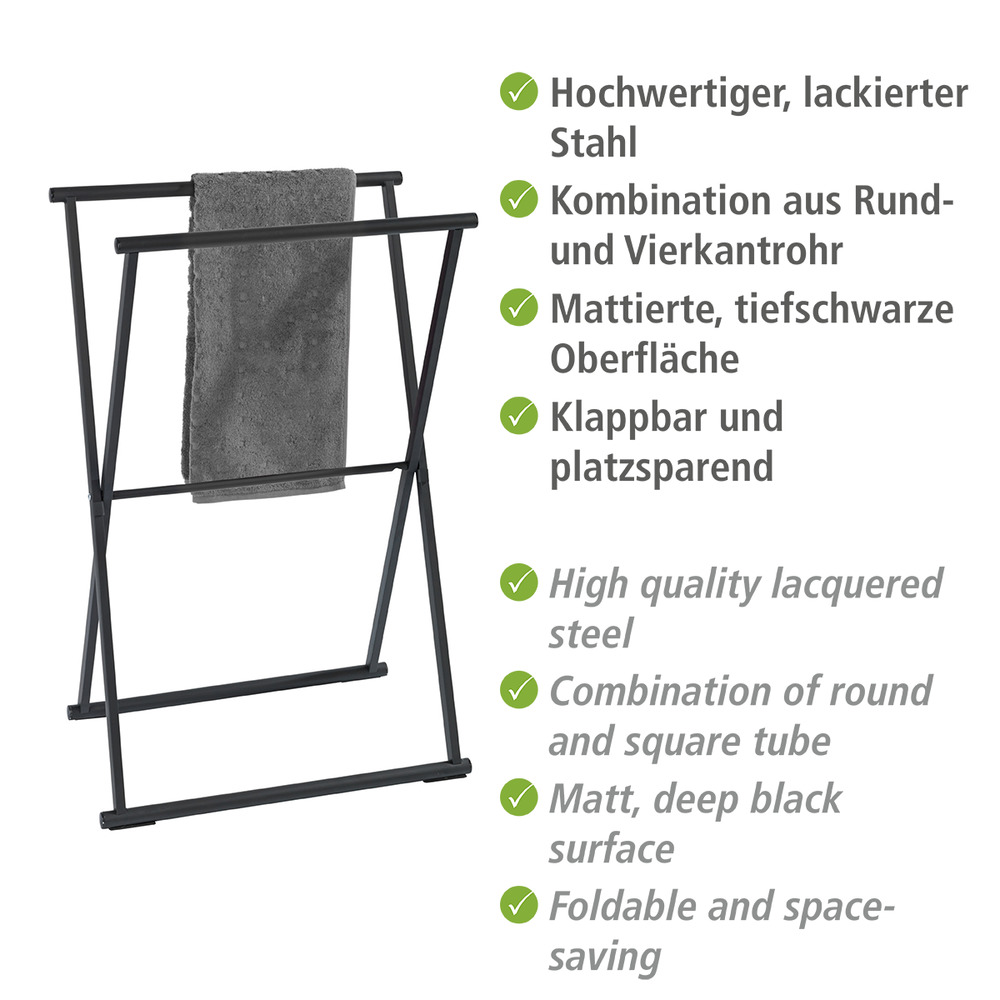 LAVA schwarz matt Handtuchständer, klappbar LAVA schwarz matt Handtuchständer, klappbar