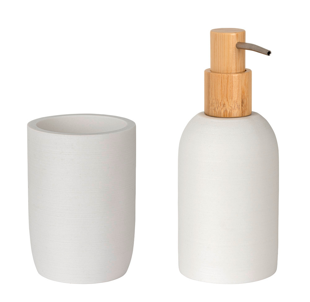 ALTAVALLE weiss Badzubehör-Set mit Bambus, 2-teilig ALTAVALLE weiss Badzubehör-Set mit Bambus, 2-teilig
