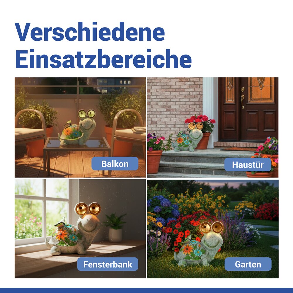 SCHILDKRÖTE Gartenfigur mit blinkenden LED-Augen