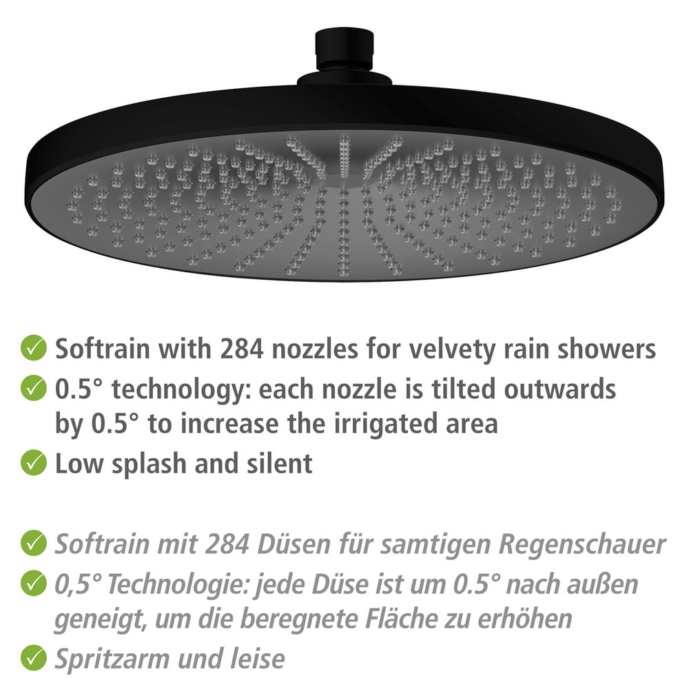 ULTIMATE schwarz/grau Regenduschkopf, Ø 25 cm