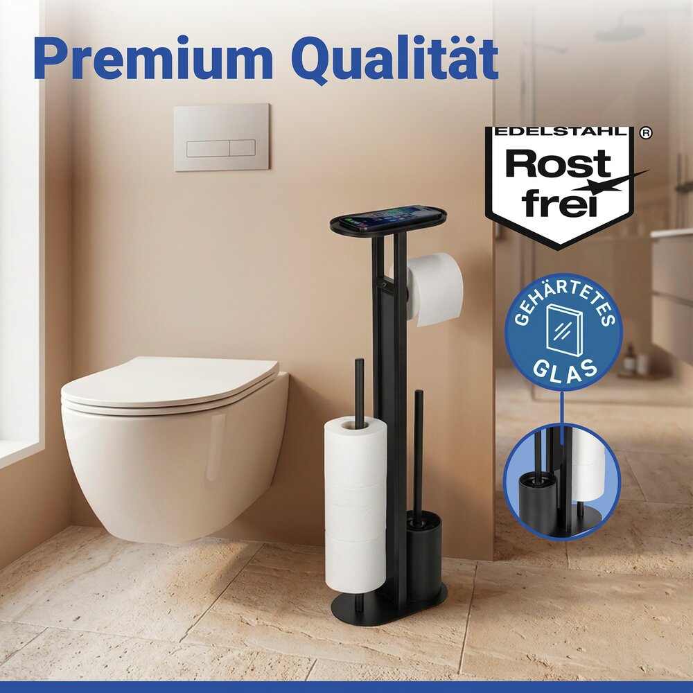 OREA Black Stand-WC-Garnitur mit Ablage