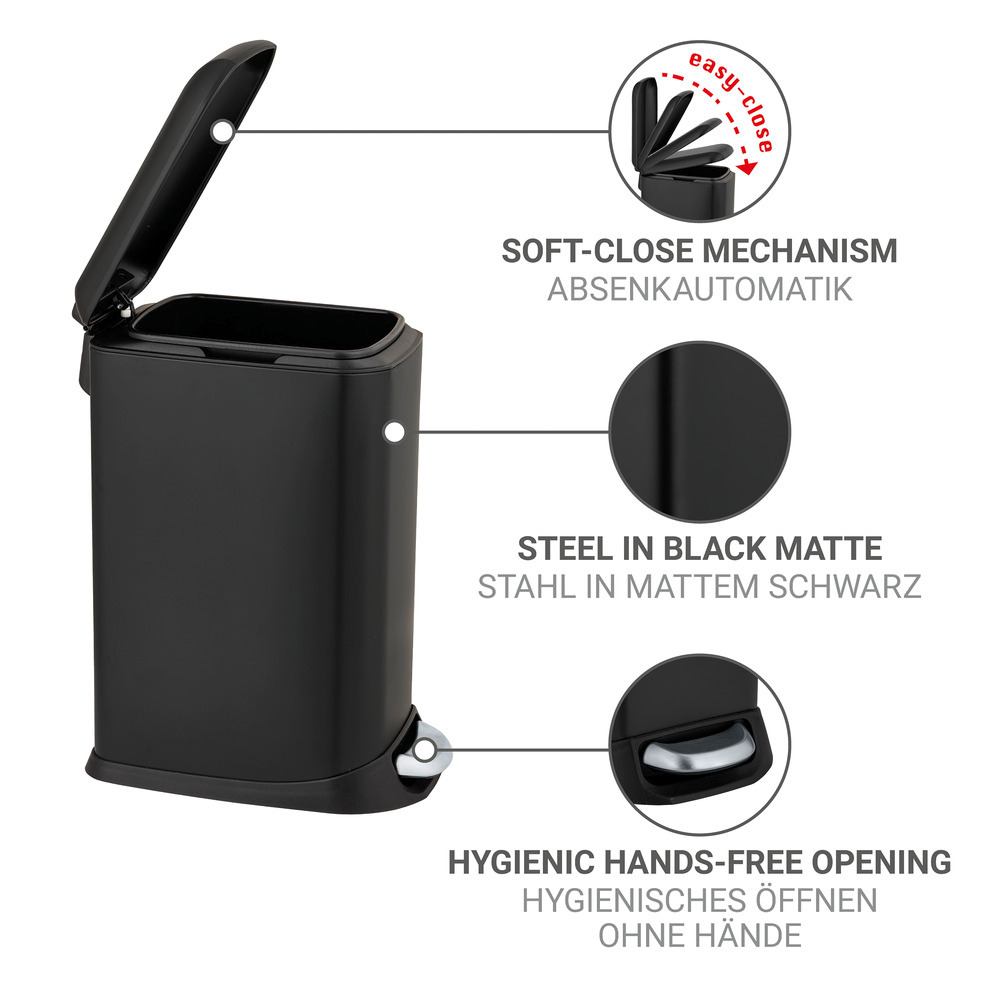 DESIGN schwarz Treteimer, 20 l, Easy Close