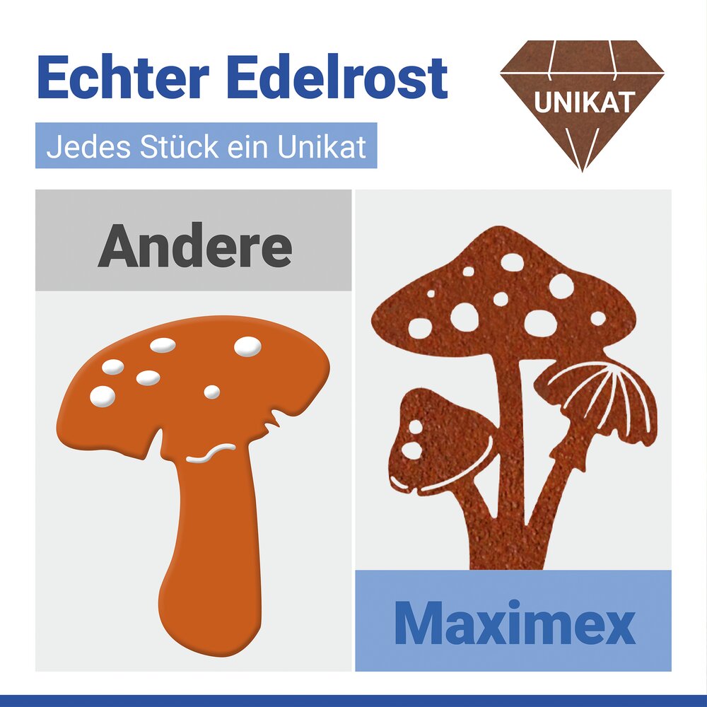 PILZE Gartenstecker aus Metall, 2er-Set