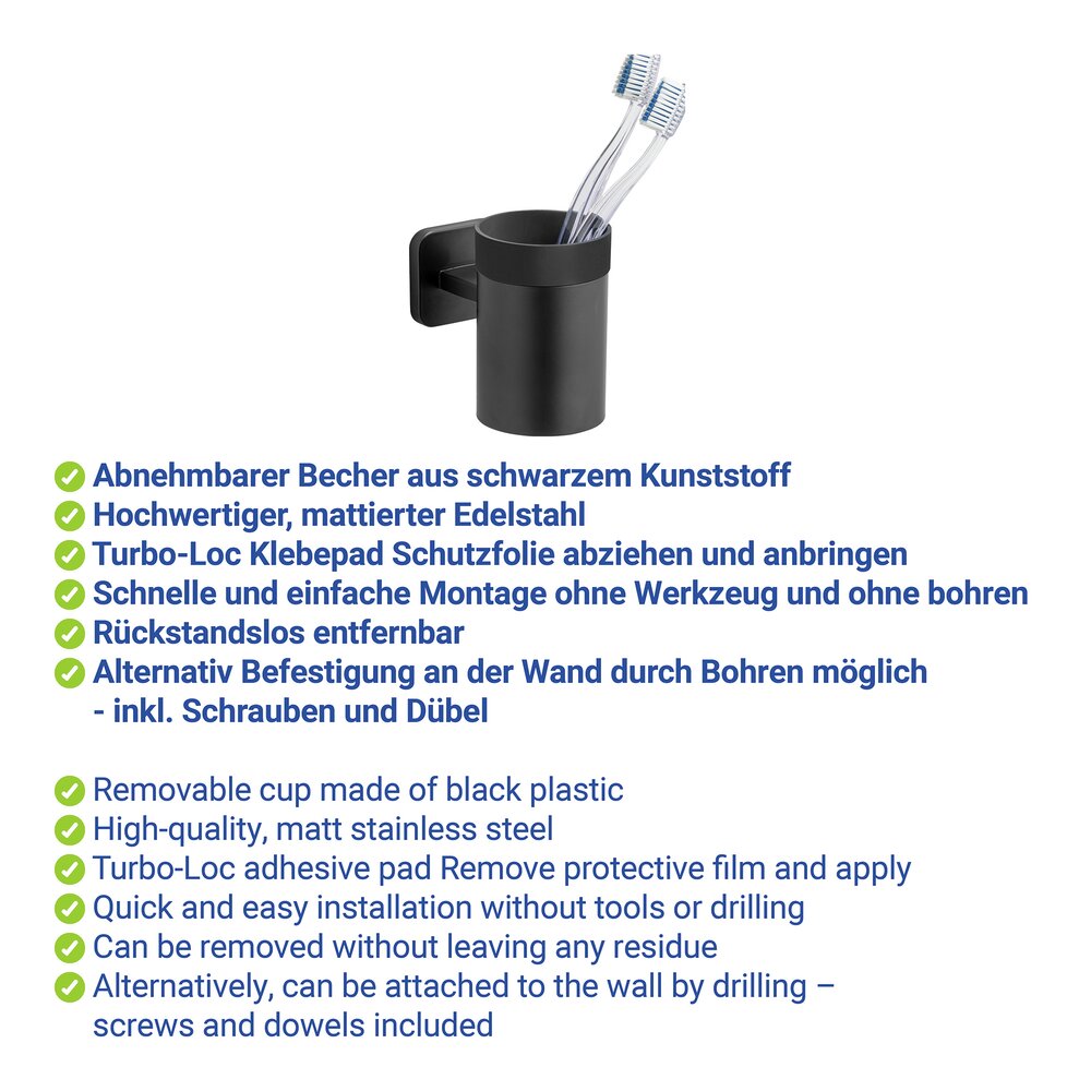 Uno PORTO black Turbo-Loc® Zahnputzbecherhalter