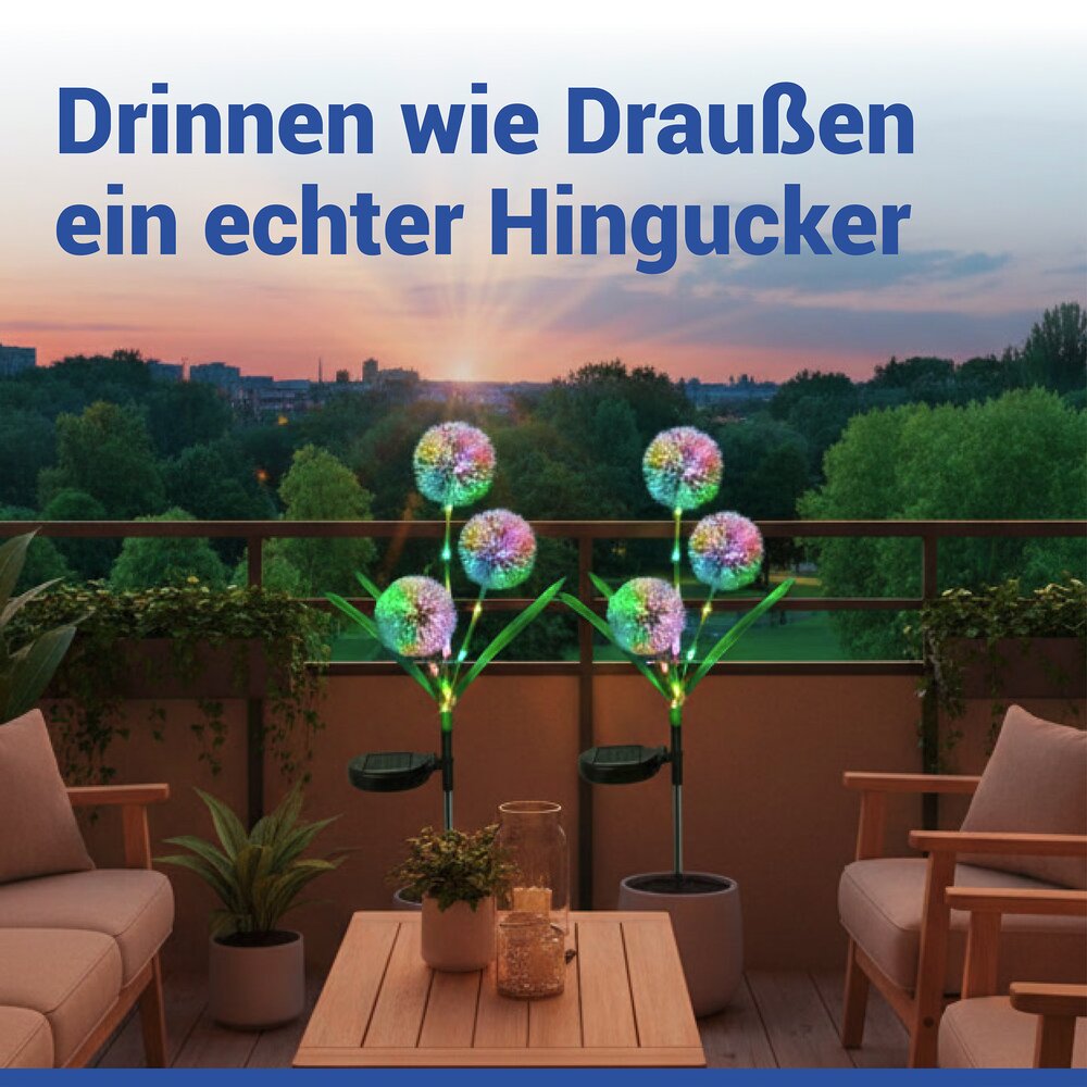 PUSTEBLUME Gartenstecker Solar, 2er-Set