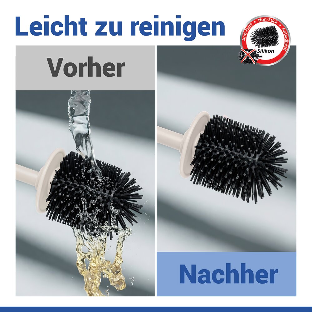 FABLO creme WC-Garnitur, Bürstenkopf aus Silikon