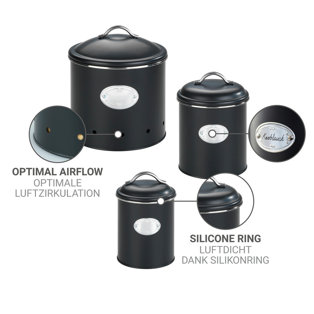 NERO schwarz Vorratsdosen aus Metall, 3er-Set NERO schwarz Vorratsdosen aus Metall, 3er-Set