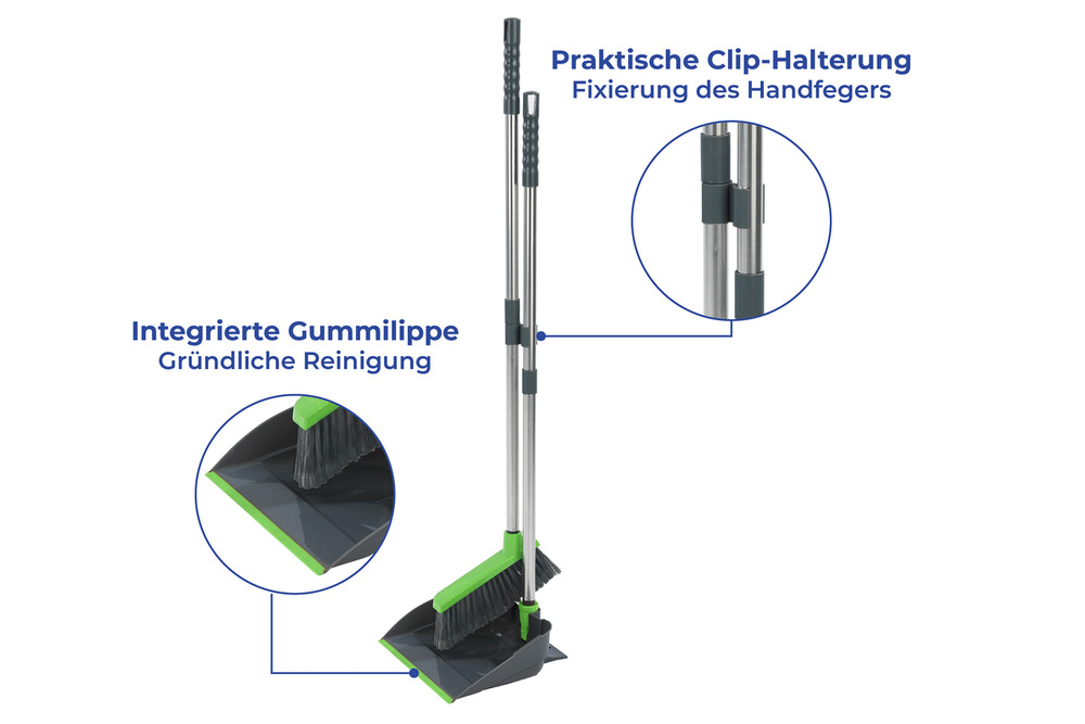 Kehrgarnitur mit extra-langem Stiel