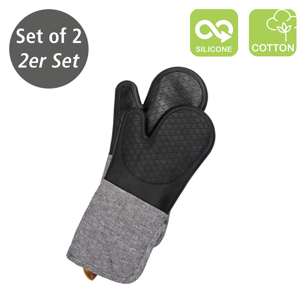 ADA schwarz Topfhandschuhe mit Silikonfläche