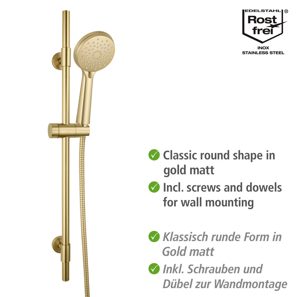 YOUNG gold matt Brauseset 3 Strahlarten Ø10cm
