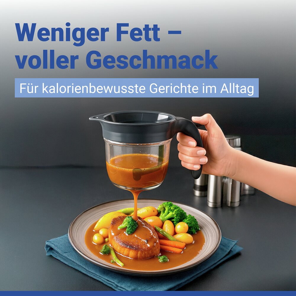 Fettabscheider, Zitruspresse und Messbecher 3in1