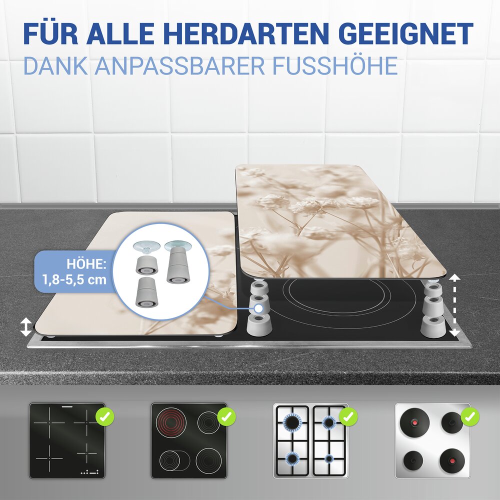TROCKENBLUME 2er-Set Herdabdeckplatten aus Glas