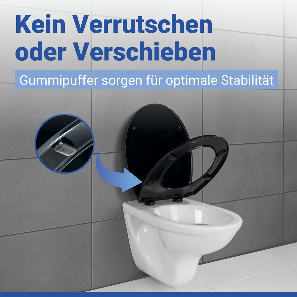 KOS schwarz WC-Sitz nur 1200 g, belastbar bis 200 kg