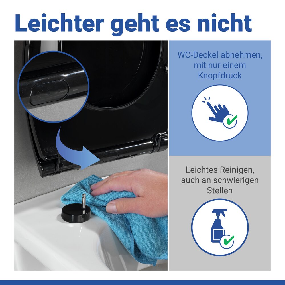 KOS schwarz WC-Sitz nur 1200 g, belastbar bis 200 kg