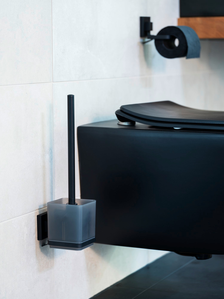 QUADRO schwarz VacuumLoc® Set: WC-Garnitur & Papierhalter