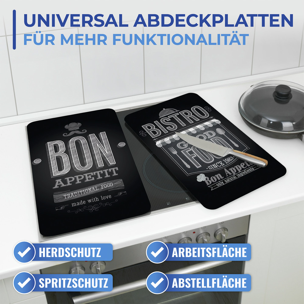 Glasabdeckplatten Universal Mod. Bon Appetit, 2er Set Glasabdeckplatten Universal Mod. Bon Appetit, 2er Set