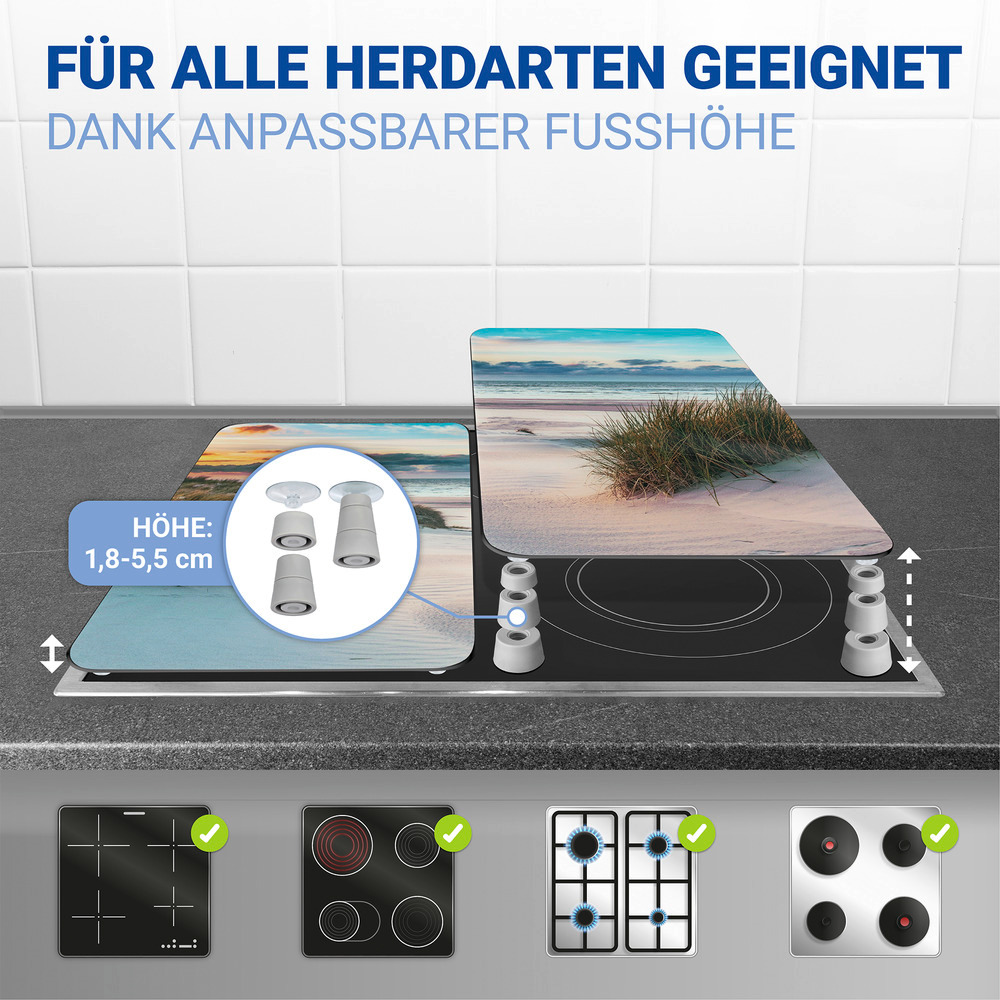 DÜNE 2er-Set Herdabdeckplatten aus Glas