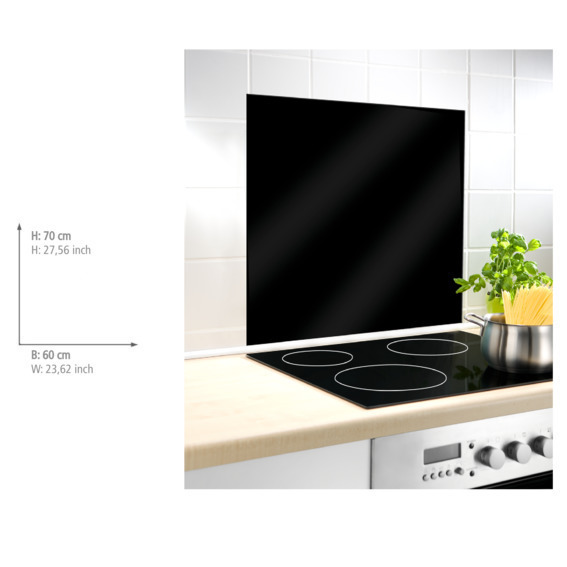 SCHWARZ Spritzschutz Herd 60x70 cm aus Glas