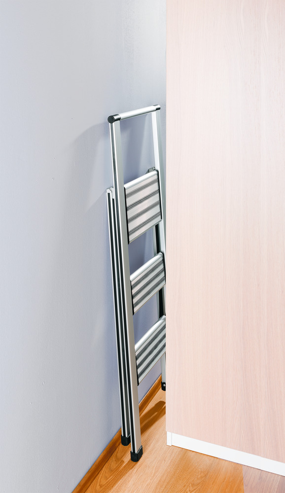 Klapptrittleiter silber aus Aluminium, 3-stufig