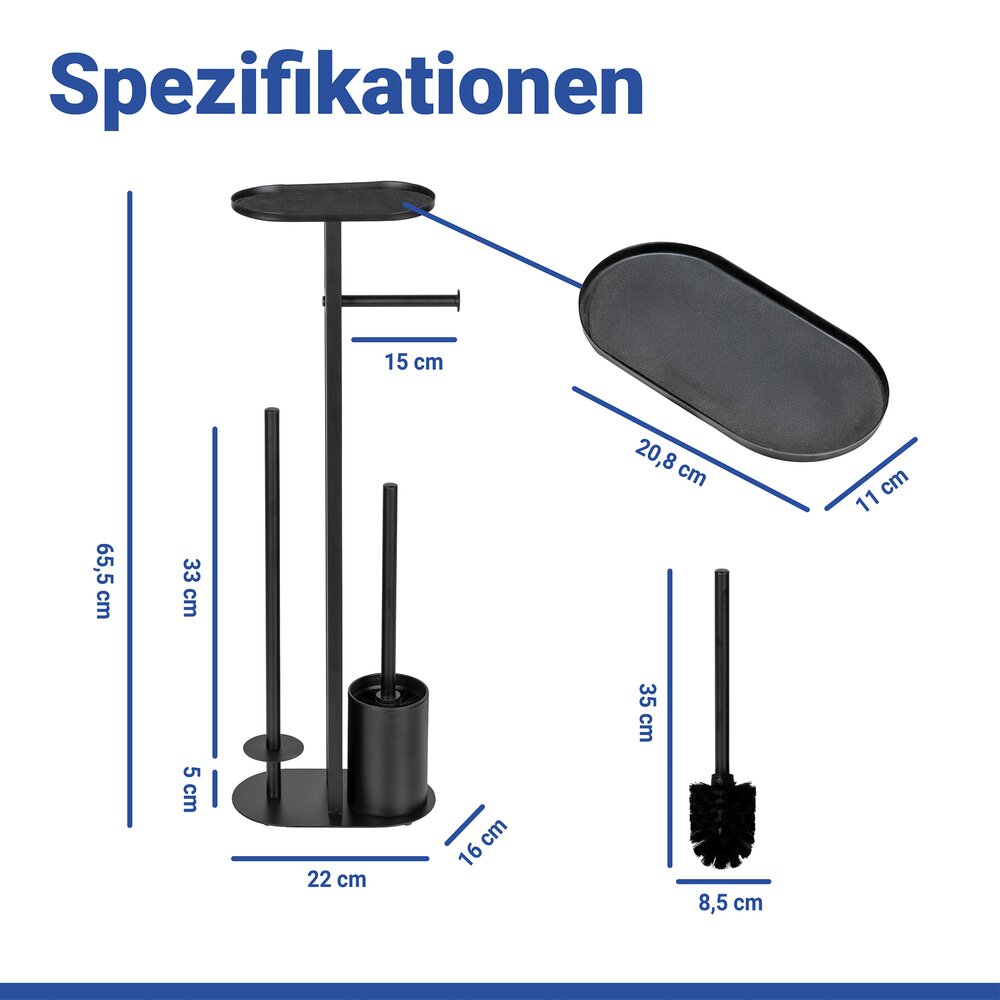 OREA Black Stand-WC-Garnitur mit Ablage