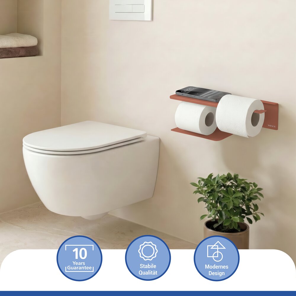 LIZAN braun Turbo-Loc® Toilettenpapierhalter mit Ablage