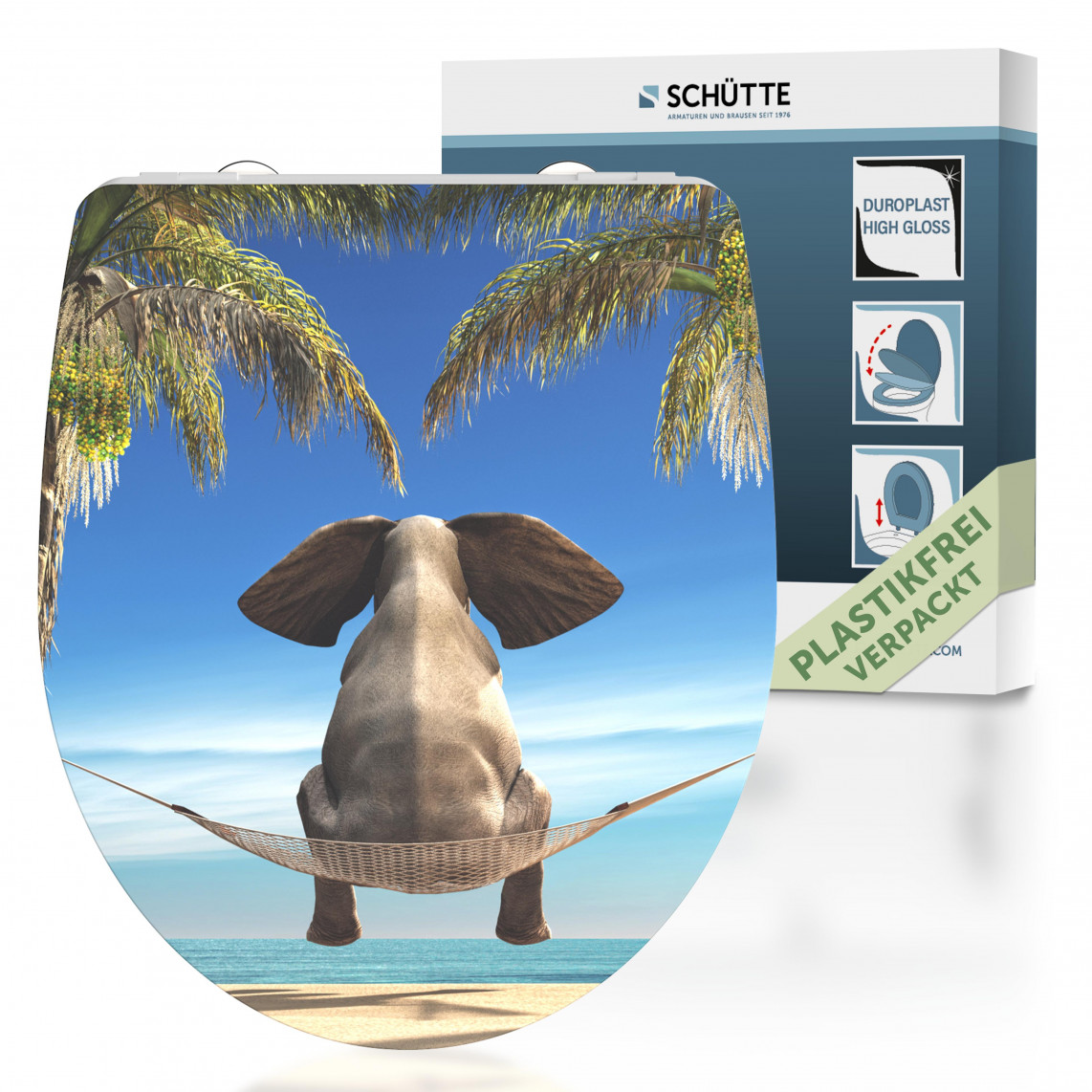 HAPPY ELEPHANT High-Gloss WC-Sitz, Montage von oben