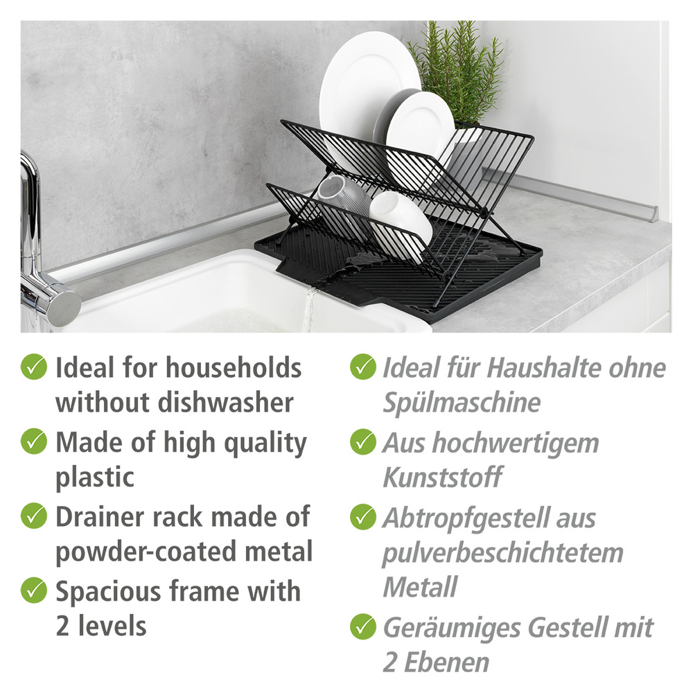 NELIA schwarz Abtropfmatte mit Gestell