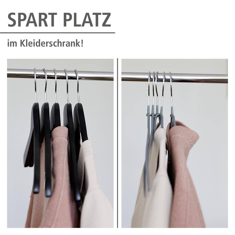 ALESSIA grau Kleiderbügel aus Metall, 20er-Set