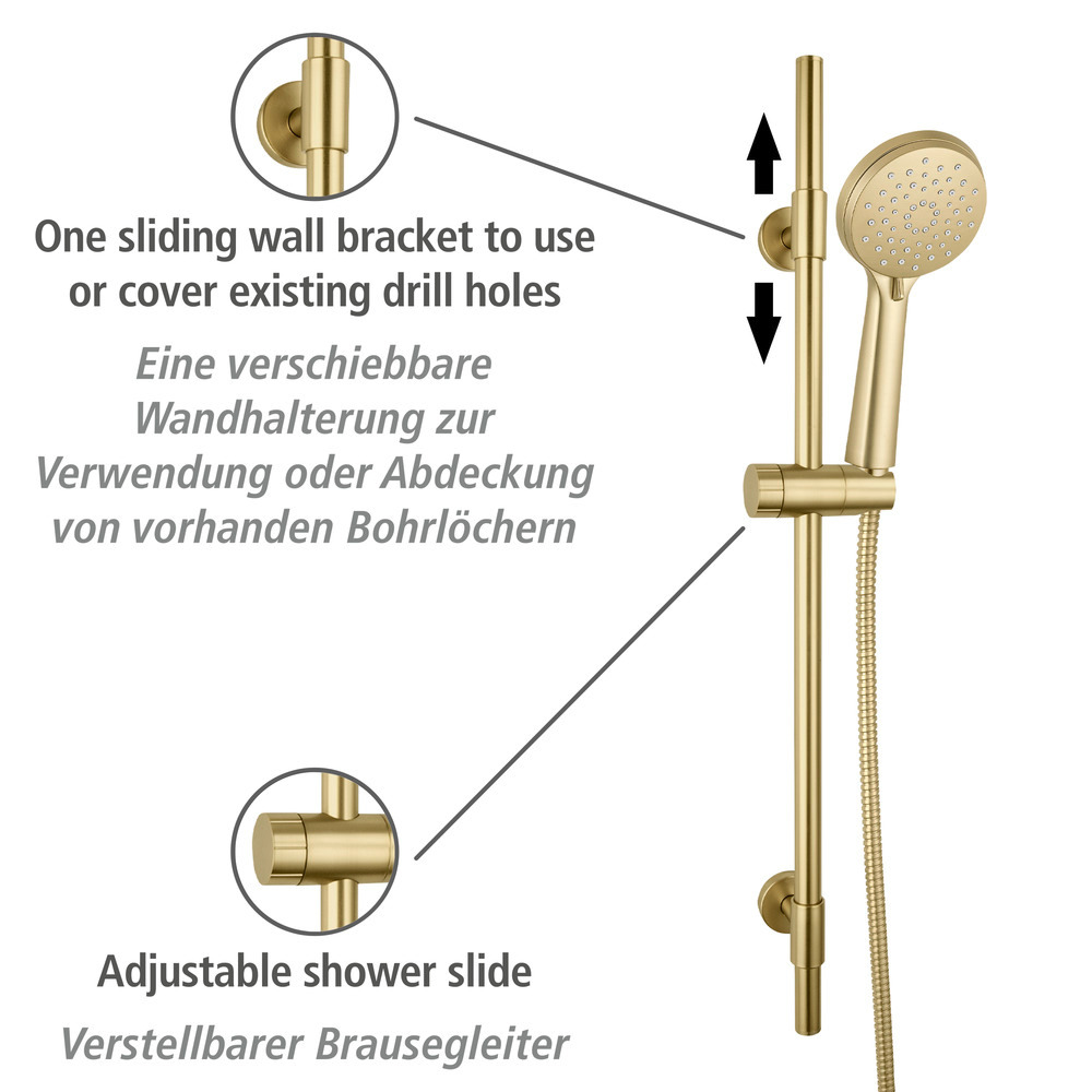 YOUNG gold matt Brauseset 3 Strahlarten Ø10cm