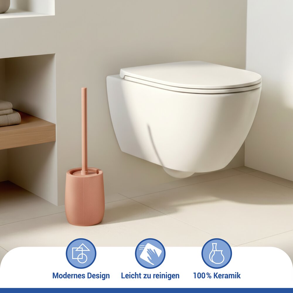 FABLO braun WC-Garnitur, Bürstenkopf aus Silikon