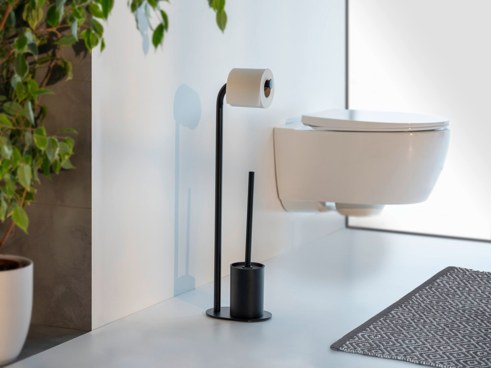 LEVANTE schwarz Stand WC-Garnitur aus Stahl