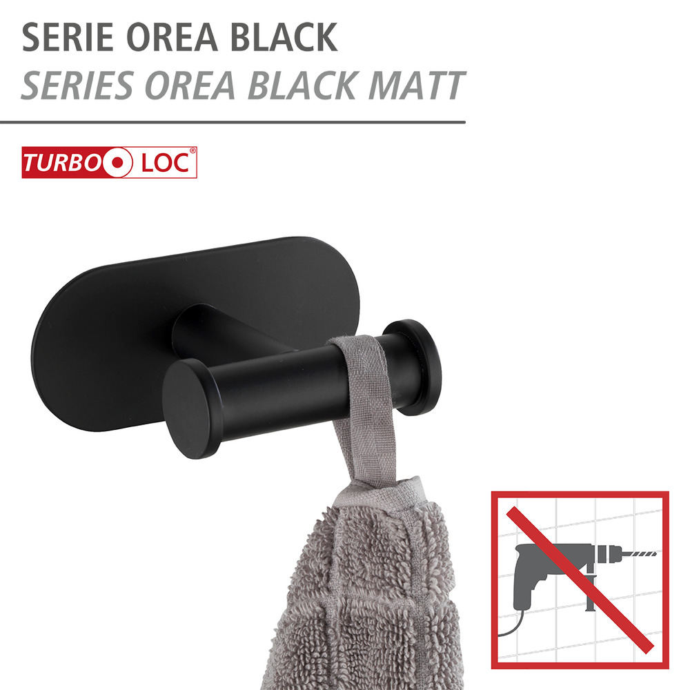 Duo OREA Black matt Turbo-Loc® Wandhaken, Edelstahl Duo OREA Black matt Turbo-Loc® Wandhaken, Edelstahl