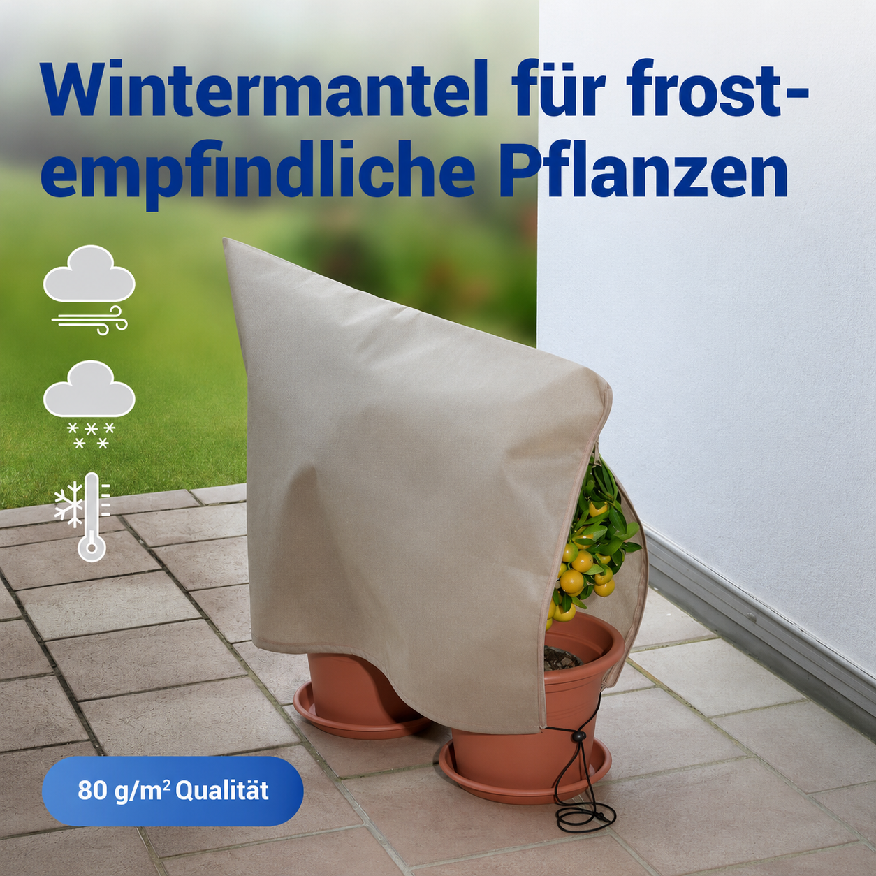 Pflanzenschutz-Vlies beige 80x60 cm, 3er-Set