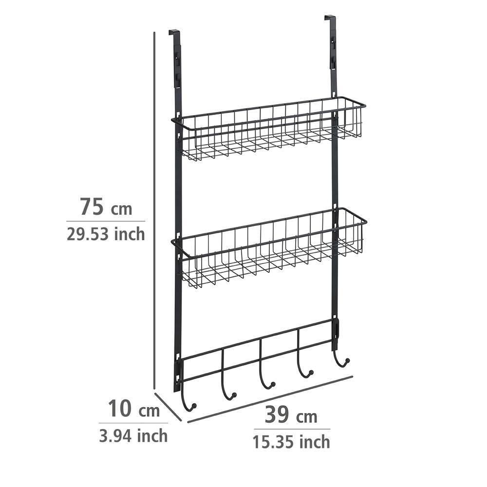 Hängeregal mit 2 Körben und 5 Haken für die Tür
