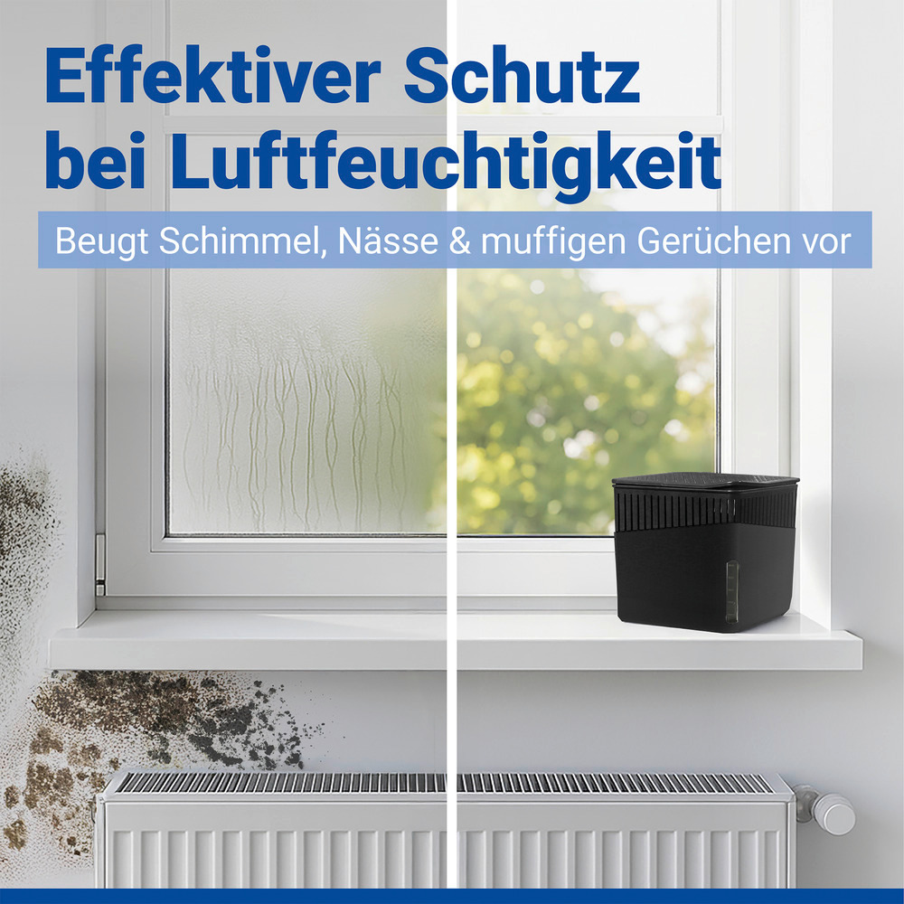 CUBE schwarz Entfeuchter 1000g inkl. Granulat, 2er-Set