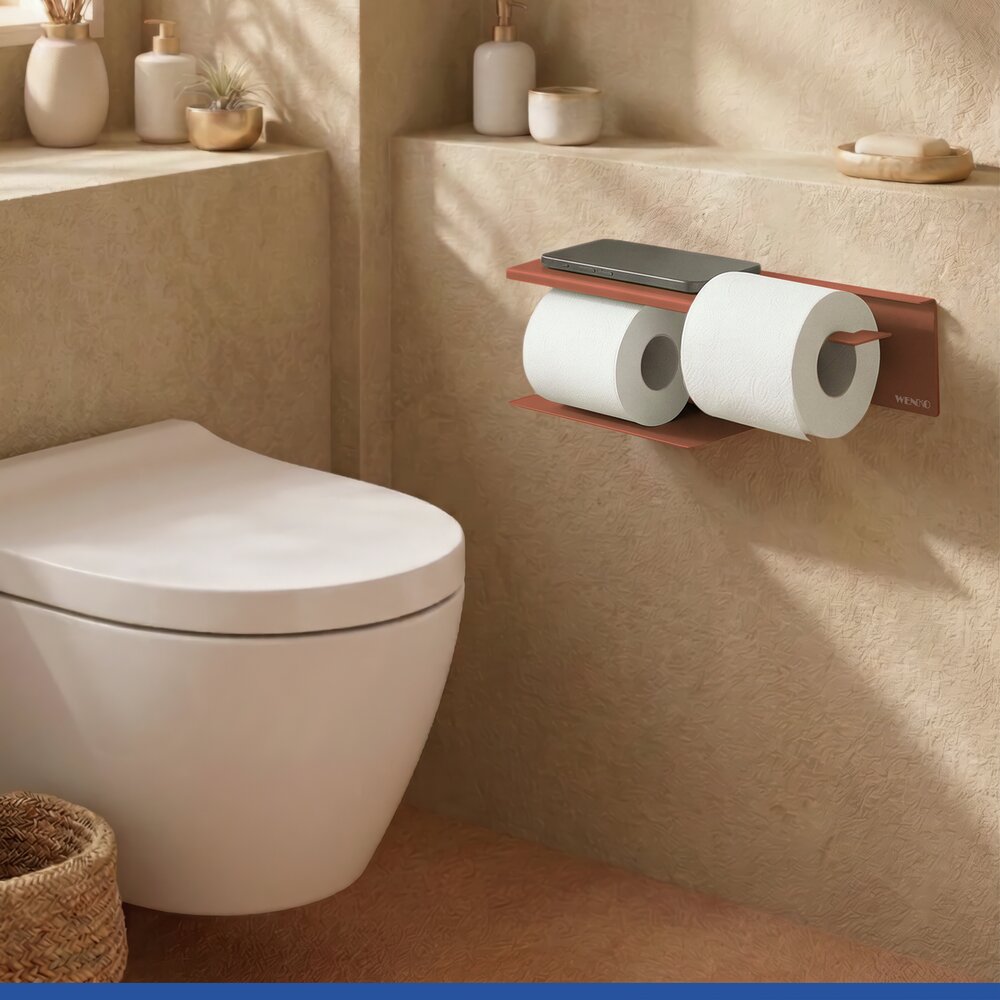 LIZAN braun Turbo-Loc® Toilettenpapierhalter mit Ablage